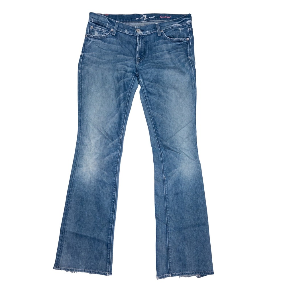 7 For All Mankind‎ Bootcut Jeans Womens 32 Blue Good Distressed Made in USA